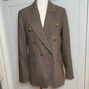 Women's Banana Republic Double-Breasted Herring Bone Lined Brown Blazer Size 6